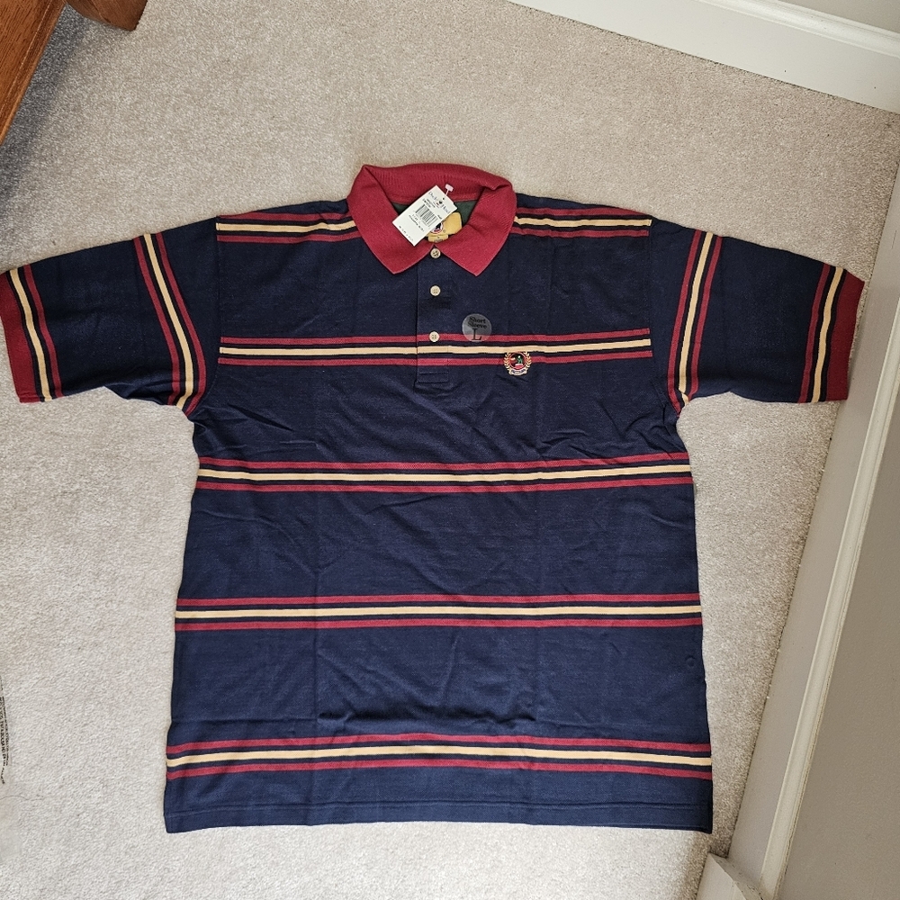 NWT Duck Head Rugby Polo Shirt L Stripe Vtg 90s